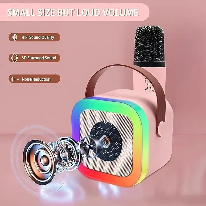 YEETPLANET Portable Karaoke Microphone with Built-in Speaker for Home Singing, Mini Portable Audio with Two Microphones