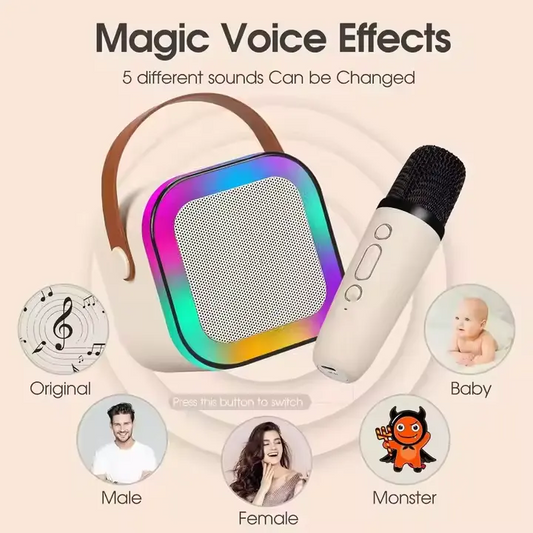 YEETPLANET Portable Karaoke Microphone with Built-in Speaker for Home Singing, Mini Portable Audio with Two Microphones