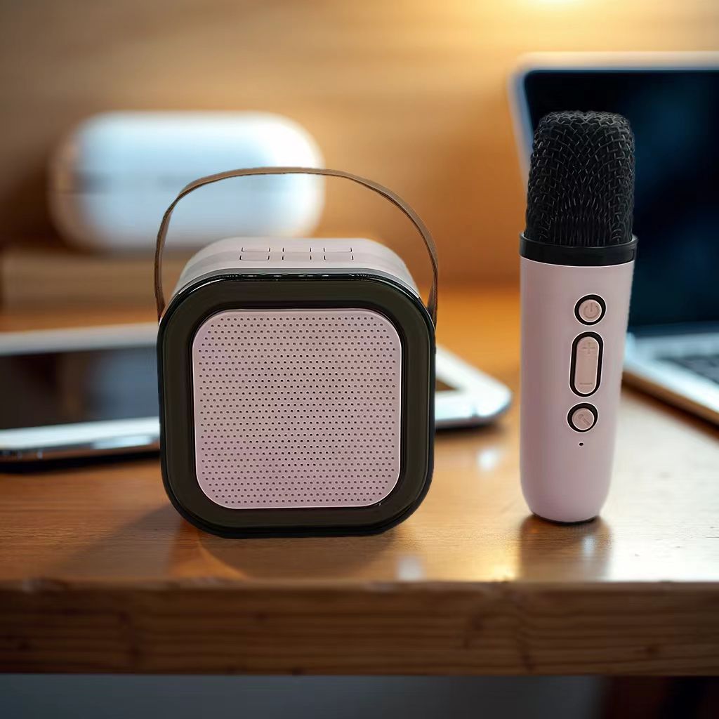 YEETPLANET Portable Karaoke Microphone with Built-in Speaker for Home Singing, Mini Portable Audio with Two Microphones